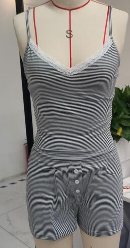 Women Sexy 2 Piece Pajama Set Cute Pj Sets Floral Print Lace Trim Cami Tank Top Shorts Teen Girls Sleepwear in Saudi Arabia