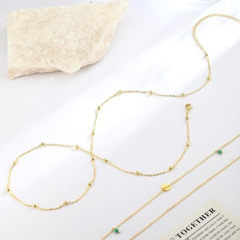 2PCS Gold Silver Waist Chain Adjustable Layered Belly Chain Body Chain Jewelry for Women Sexy Bikini Beach Boho Pearl Beaded Cuban Satellite Waist Chains in Kuwait