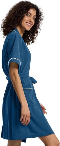 SIORO Women's Waffle Knit Robe, Short Lightweight Loungewear with Pockets, Kimono Short-Sleeves Robe for Spa, Home & Travel in Saudi Arabia