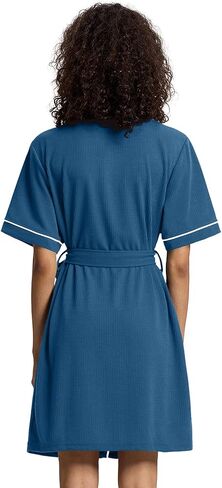 SIORO Women's Waffle Knit Robe, Short Lightweight Loungewear with Pockets, Kimono Short-Sleeves Robe for Spa, Home & Travel in Saudi Arabia