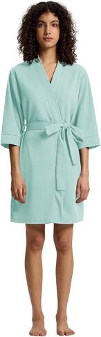 SIORO Women's Waffle Knit Lightweight Robe, Short Kimono Bathrobe with Pockets, Soft 3/4 Sleeve Loungewear for Spa & Summer in Kuwait