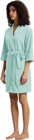 SIORO Women's Waffle Knit Lightweight Robe, Short Kimono Bathrobe with Pockets, Soft 3/4 Sleeve Loungewear for Spa & Summer in Kuwait