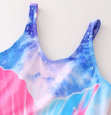 Akokvlar Girl One Piece Swimsuit Rainbow Mermaid Bathing Suit Floral Swimwear in Kuwait