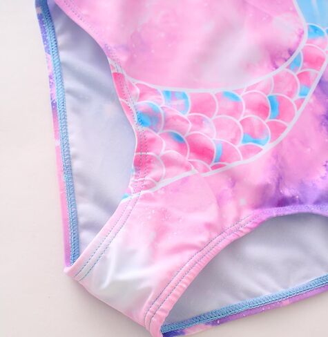 Akokvlar Girl One Piece Swimsuit Rainbow Mermaid Bathing Suit Floral Swimwear in Kuwait