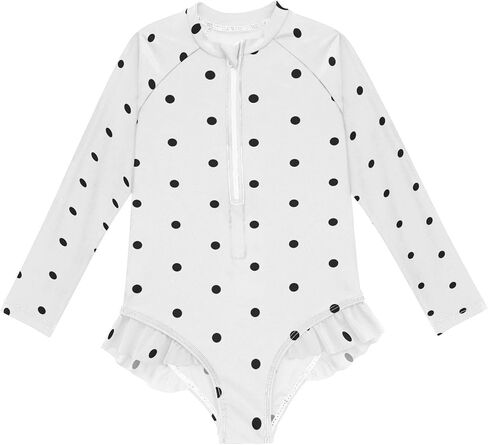 CaTaKu Girls Rash Guard Swimsuit Long Sleeve One Piece Bathing Suit UPF 50+ Toddler Kids Zipper Ruffle Swimwear 3-12Y in Saudi Arabia