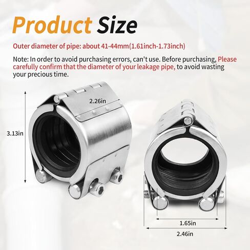 Pipe Repair Clamp, Emergency Pipe Repair Kit for Plastic and Metal Pipes (47mm-51mm) in Saudi Arabia