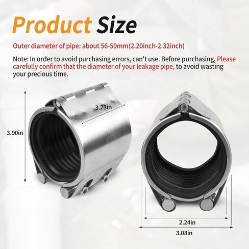 Pipe Repair Clamp, Emergency Pipe Repair Kit for Plastic and Metal Pipes (47mm-51mm) in Saudi Arabia