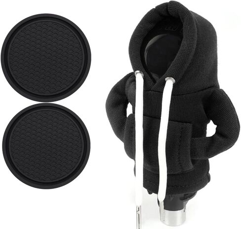 Car Gear Shift Hoodie, Gear Shift Cover Car Cup Coaster Set, Universal Car Shift Knob Hoodie, Mini Hoodie Automotive Interior Cute Gadgets Accessories (US Flag Gear Shift Cover+Red Coaster) in Saudi Arabia
