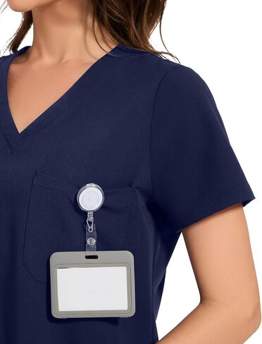 AMPOSH Women’s Scrub Top V-Neck Medical Scrub Shirts with 3 Pockets and Pen Slots in Kuwait