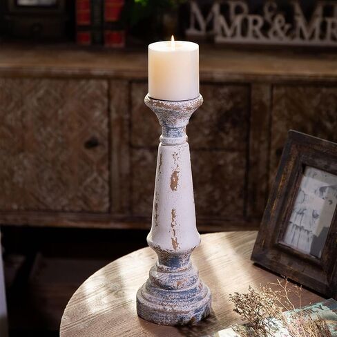 SOFE Gold Tea Light Candle Holders with Blessed Sign, Farmhouse Wood Candle Holder for Pillar Candle, 4 Pillar Candle Stand for Christmas, Thanksgiving, New Year, Tealight Candle Holders Decor in Saudi Arabia