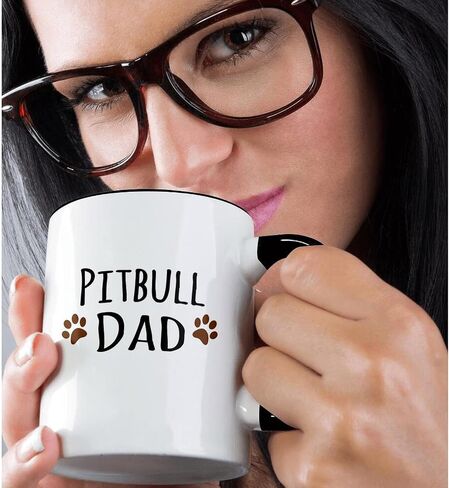 3dRose mug_153961_1 Pit-bull Dog Dad Doggie by Breed Muddy Brown Paw Prints Doggy Lover Proud Pet Owner Love Ceramic Mug, 11-Ounce in Kuwait