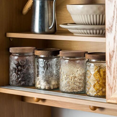 Vintage Glass Jar with Wooden Lid, 23.7 fl oz - Airtight Decorative Food Storage Canisters for Kitchen Counter, Ideal for Candy, Sugar, Coffee, Cookies in Kuwait