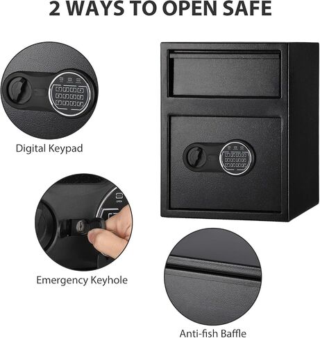 Fireproof Depository Safe with Drop Slot, Electronic Anti-Theft Drop Safe for Business with Programmable Numeric Keypad Lock and Spare Keys, Cash Drop Safe Box for Office Home Retail Store in Saudi Arabia
