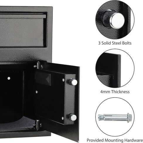 Fireproof Depository Safe with Drop Slot, Electronic Anti-Theft Drop Safe for Business with Programmable Numeric Keypad Lock and Spare Keys, Cash Drop Safe Box for Office Home Retail Store in Saudi Arabia