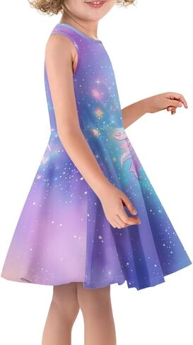 Dresses for Girls Summer Sleeveless Crew Neck Sundresses Midi Sun Dresses Beach Flowy Dresses in Kuwait