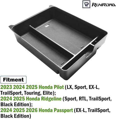 منظم وحدة التحكم المركزية متوافق مع Honda Pilot 2023 2024 2025، 2024 Honda Ridgeline/ملحقات جواز السفر، صينية وحدة التحكم ومسند الذراع ABS وحاوية العملات المعدنية صندوق تخزين ثانوي، أسود in Saudi Arabia