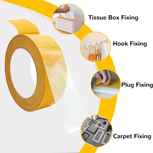 Double Sided Fabric Tape Heavy Duty Mounting Tape 0.79" x 66FT Resistente Clear Super Sticky Body Tape with Fiberglass Mesh High Tack Strong Adhesive for Fashion Clothes Carpet Arts in Saudi Arabia