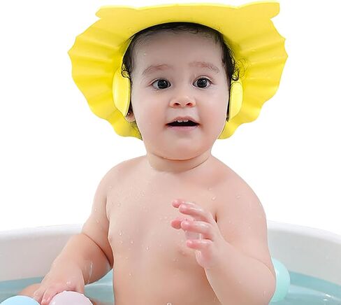 Baby Shampoo Cap Waterproof Baby Shower Cap Adjustable Bathing Cap Visor Hat with Ear Muffler for Baby Toddler Infants Kids in Saudi Arabia