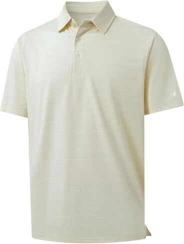 Rouen Polo Shirts for Men Dry Fit Performance Heather Stripe Golf Polo Moisture Wicking Lightweight Breathable Golf Shirts in Saudi Arabia