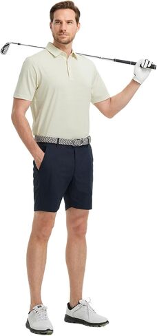 Rouen Polo Shirts for Men Dry Fit Performance Heather Stripe Golf Polo Moisture Wicking Lightweight Breathable Golf Shirts in Saudi Arabia