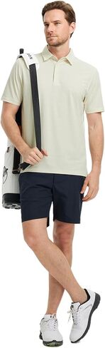 Rouen Polo Shirts for Men Dry Fit Performance Heather Stripe Golf Polo Moisture Wicking Lightweight Breathable Golf Shirts in Saudi Arabia