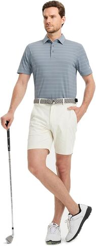 قمصان بولو روان للرجال جاف في الأداء Heather Stripe Golf Polo Moistur in Kuwait
