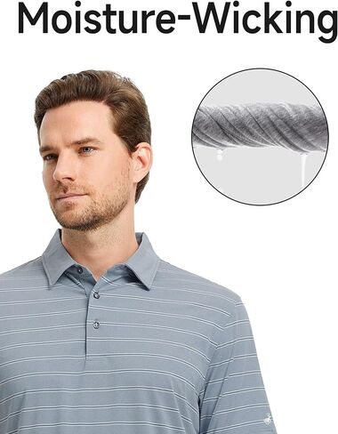 قمصان بولو روان للرجال جاف في الأداء Heather Stripe Golf Polo Moistur in Kuwait