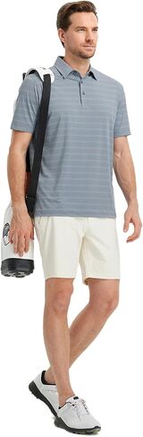 قمصان بولو روان للرجال جاف في الأداء Heather Stripe Golf Polo Moistur in Kuwait