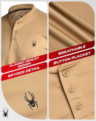 Spyder Mens Thermal Long Sleeve Shirt - Moisture Wicking Henley Shirts for Men with UP 30 Dri Fit Long Sleeve Shirts for Men in Saudi Arabia