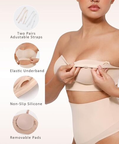 FeelinGirl Strapless Bra for Women Seamless Wireless Bralette - Strapless Support, Adjustable & Padded, Full Coverage in Saudi Arabia
