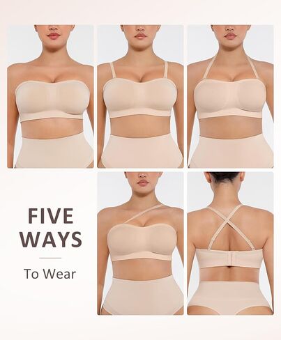 FeelinGirl Strapless Bra for Women Seamless Wireless Bralette - Strapless Support, Adjustable & Padded, Full Coverage in Saudi Arabia
