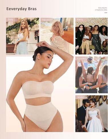 FeelinGirl Strapless Bra for Women Seamless Wireless Bralette - Strapless Support, Adjustable & Padded, Full Coverage in Saudi Arabia