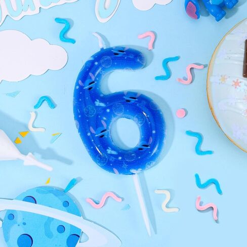 شمعة عيد ميلاد الكرتون السابعة شمعة شمعة أنيمي شموع رقم شمعة كعكة عيد ميلاد زرقاء تتولى الكعكة للأولاد فتيات الأطفال مستلزمات الحفلات (رقم 7) in Kuwait