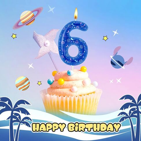 شمعة عيد ميلاد الكرتون السابعة شمعة شمعة أنيمي شموع رقم شمعة كعكة عيد ميلاد زرقاء تتولى الكعكة للأولاد فتيات الأطفال مستلزمات الحفلات (رقم 7) in Kuwait