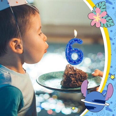 شمعة عيد ميلاد الكرتون السابعة شمعة شمعة أنيمي شموع رقم شمعة كعكة عيد ميلاد زرقاء تتولى الكعكة للأولاد فتيات الأطفال مستلزمات الحفلات (رقم 7) in Kuwait