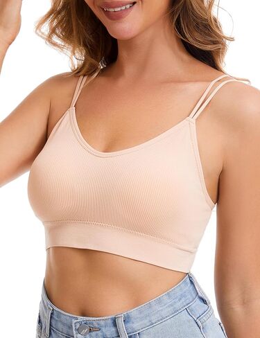 BQTQ 8 Pieces V Neck Bralettes Padded Bralettes for Women with Elastic Straps Seamless Bra in Saudi Arabia