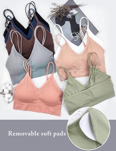 BQTQ 8 Pieces V Neck Bralettes Padded Bralettes for Women with Elastic Straps Seamless Bra in Saudi Arabia