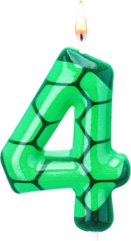Number 5 Turtle-Themed Birthday Candles, 5th Green Numeral Cake Toppers for Kids, Boys, and Girls, Perfect for Turtle and Green-Themed Birthday Decorations and Party Supplies in Saudi Arabia