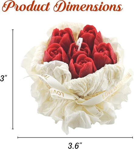 Handmade Floral Bouquet Candle, Scented Peony & Rose Shape, Gift for Women, Home Décor, Aromatherapy, Small (2.8"x2.4", 3 Flowers) & Large (3.6"x3", 5 Flowers) – Pink & Rose Red (Pink, Small) in Kuwait