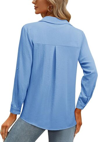 MYMORE Womens Rhinestone Fringe Button Up Chambray Denim Shirt Rolled 3/4 Sleeve Sparkly Top Country Western Cowgirl Outfit in Saudi Arabia