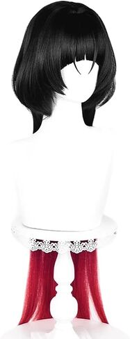 لجين دو cosplay wig zzz أسود أحمر طويل مستقيم الشعر الاصطناعية النساء حفلة الهالوين حفلة in Kuwait