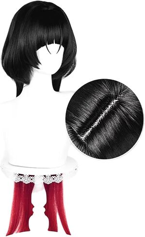 لجين دو cosplay wig zzz أسود أحمر طويل مستقيم الشعر الاصطناعية النساء حفلة الهالوين حفلة in Kuwait