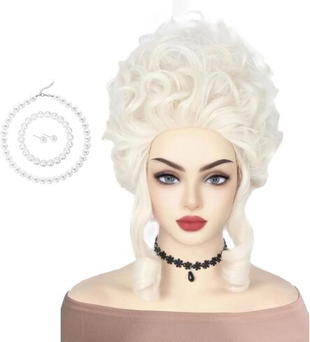 Colonial Women Halloween Victorian Cosplay Costume Wigs Vintage Beehive Girls(Platinum Blonde) in Saudi Arabia