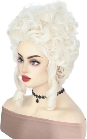 Colonial Women Halloween Victorian Cosplay Costume Wigs Vintage Beehive Girls(Platinum Blonde) in Saudi Arabia