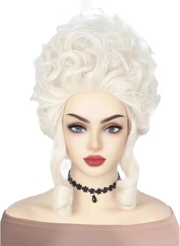 Colonial Women Halloween Victorian Cosplay Costume Wigs Vintage Beehive Girls(Platinum Blonde) in Saudi Arabia