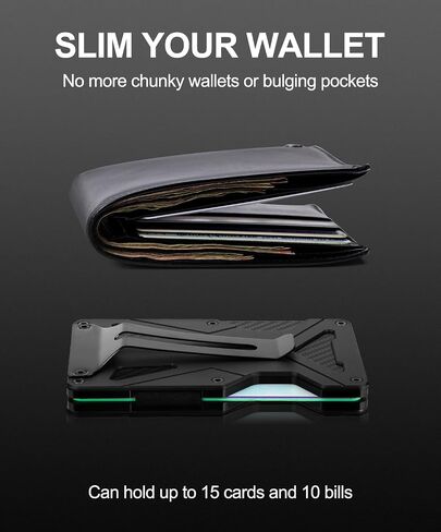 ONLOOKER Wallet for Men, Slim Tactical Wallet - Minimalist Aesthetics, Holds up to 15 Cards, RFID Safe, Blocks Chip Readers, Aluminum Wallet with Money Clip in Saudi Arabia