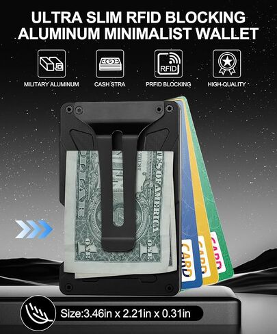 ONLOOKER Wallet for Men, Slim Tactical Wallet - Minimalist Aesthetics, Holds up to 15 Cards, RFID Safe, Blocks Chip Readers, Aluminum Wallet with Money Clip in Saudi Arabia