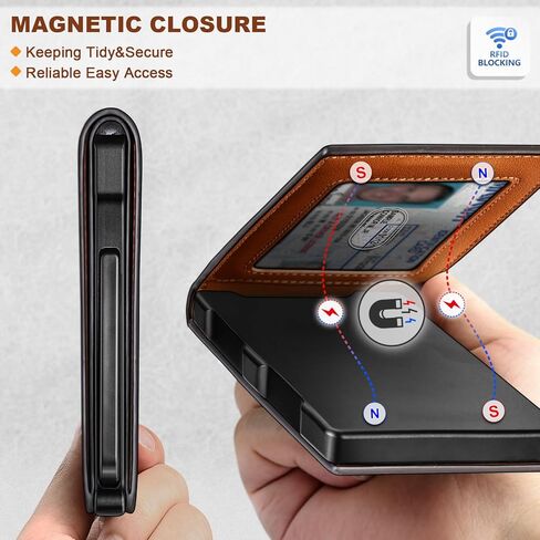 KEMISANT Men Wallet,Slim Wallet Card Case With Magnetic Billfold Flip,Pop-up Access for 12Cards RFID Blocking in Kuwait