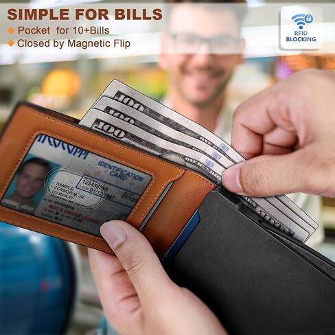 KEMISANT Men Wallet,Slim Wallet Card Case With Magnetic Billfold Flip,Pop-up Access for 12Cards RFID Blocking in Kuwait