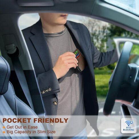 KEMISANT Men Wallet,Slim Wallet Card Case With Magnetic Billfold Flip,Pop-up Access for 12Cards RFID Blocking in Kuwait